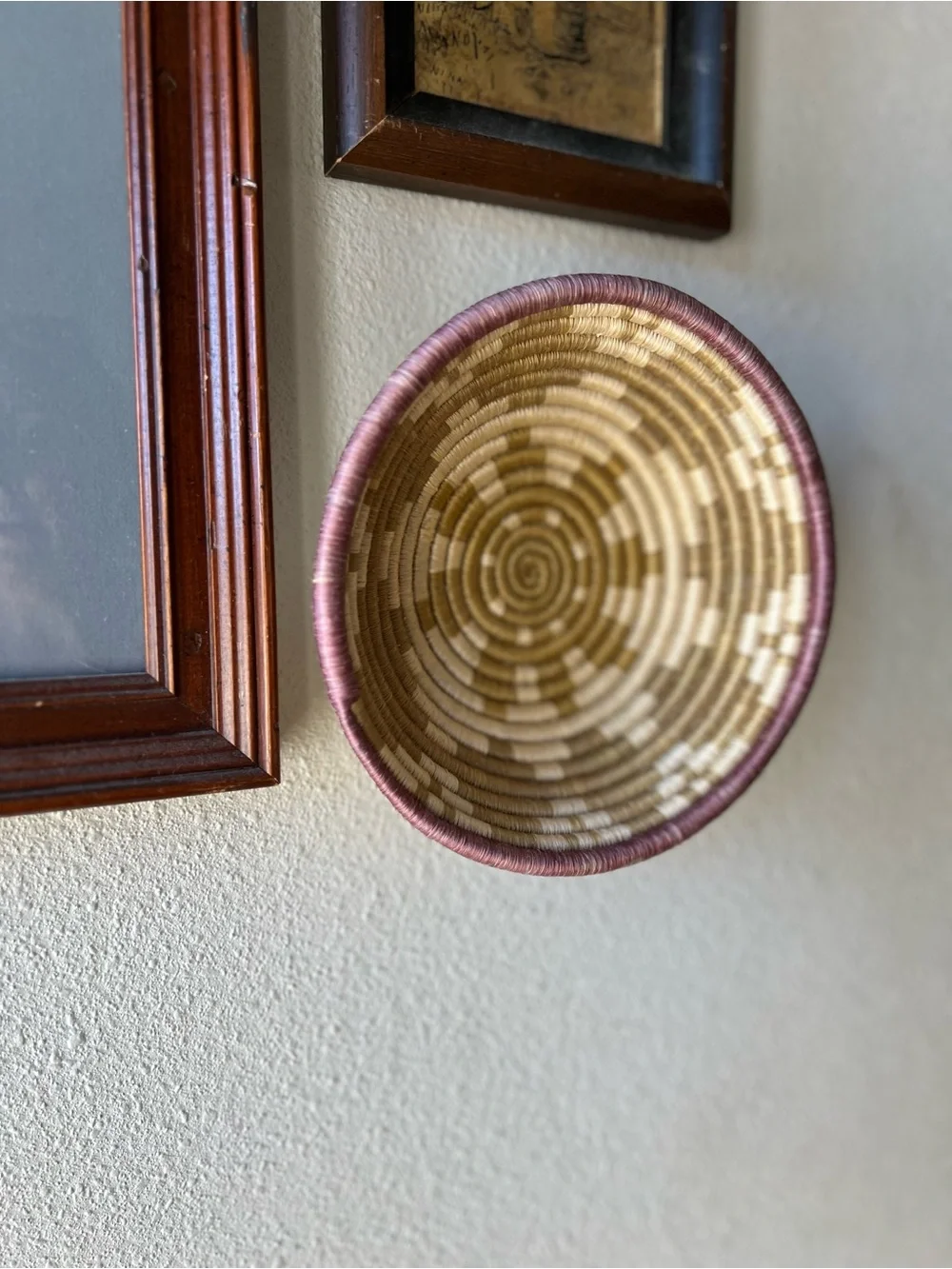 Handwoven African Wall Basket Coiled Sisal & Sweetgrass Bowl 7